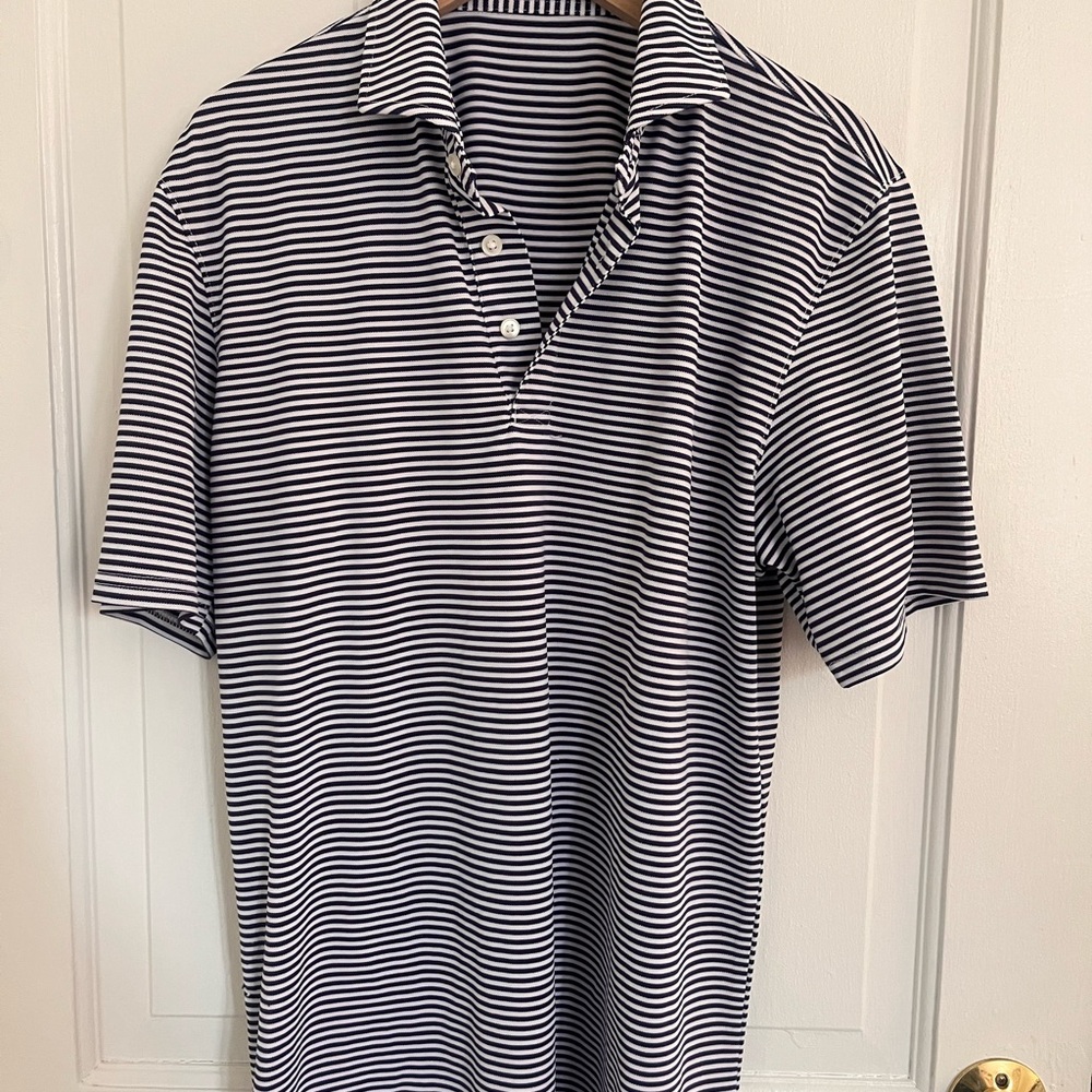 Classic navy and White Striped Men's polo golf
